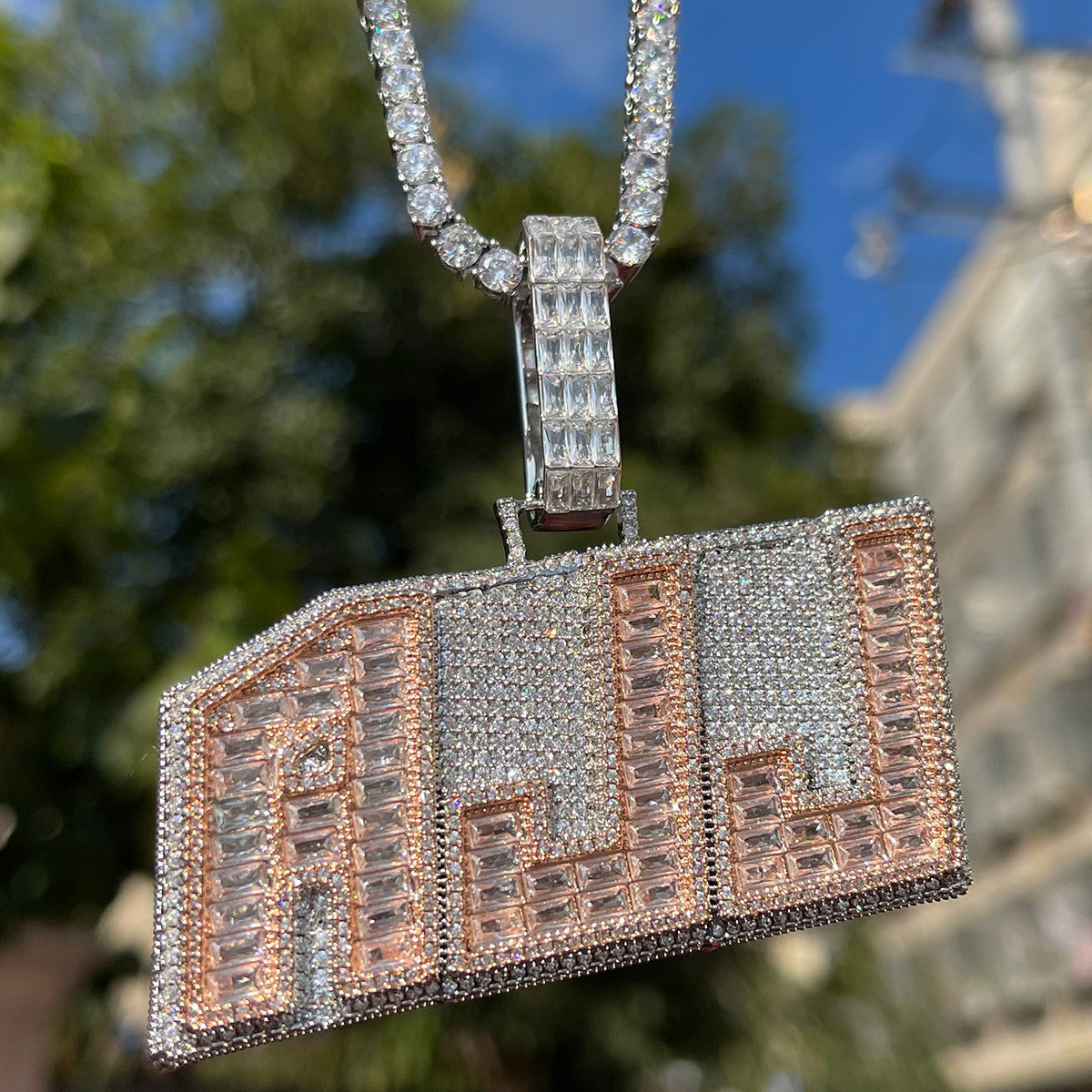 HighLife | Custom Made Iced Baguette Blinged Out Custom Made Pendant