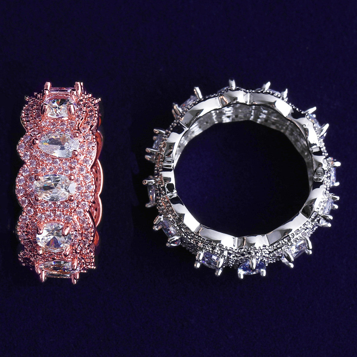 Kings Glory | VVS Diamond CZ Teardrop Stone 24k Silver Rose Gold Hip Hop Rings