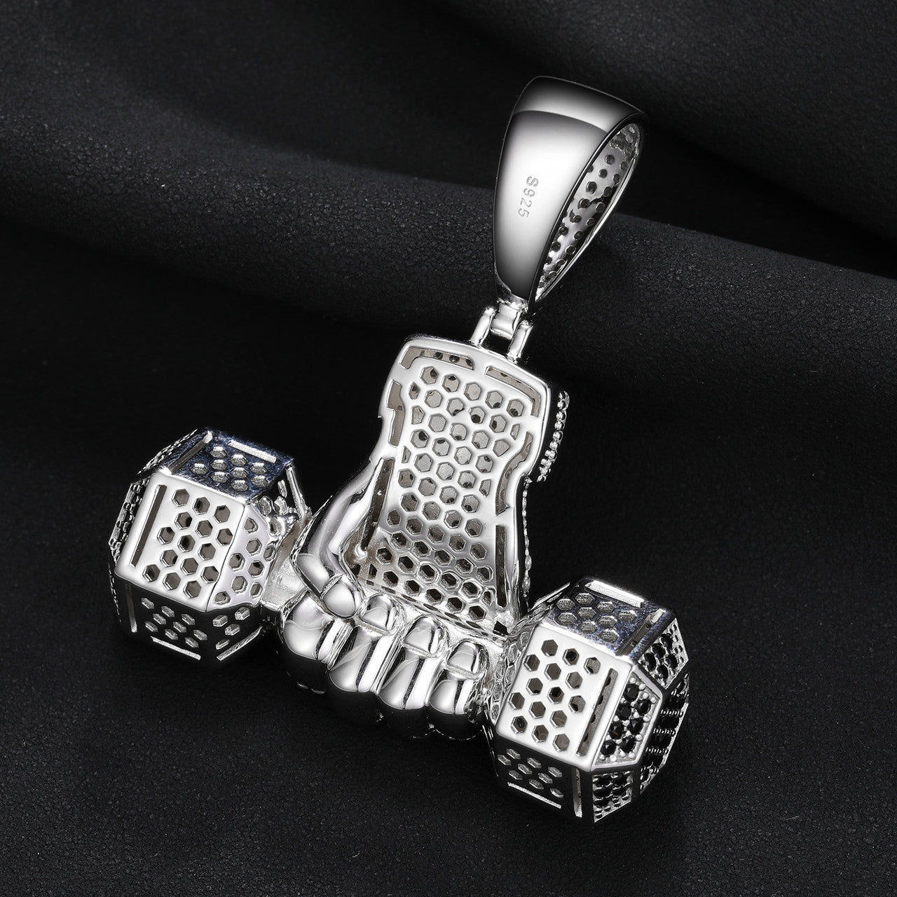 Do You Even Lift Solid Sterling Silver Dumbbell Genuine VVS Diamond Pendant Chain