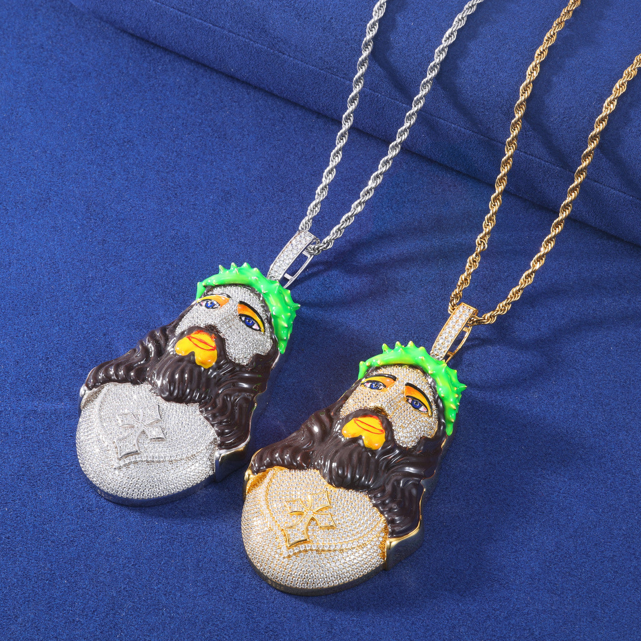 4K Jesus | Sterling Silver Luxury D VVS Moisasnite Diamond Enamel Jesus Piece Hip Hop Pendant