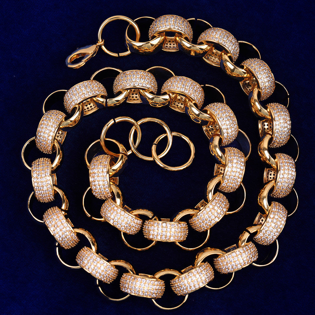 20mm Flooded Ice Star Studded Big Boy Rolo Link Hip Hop Chain Necklace