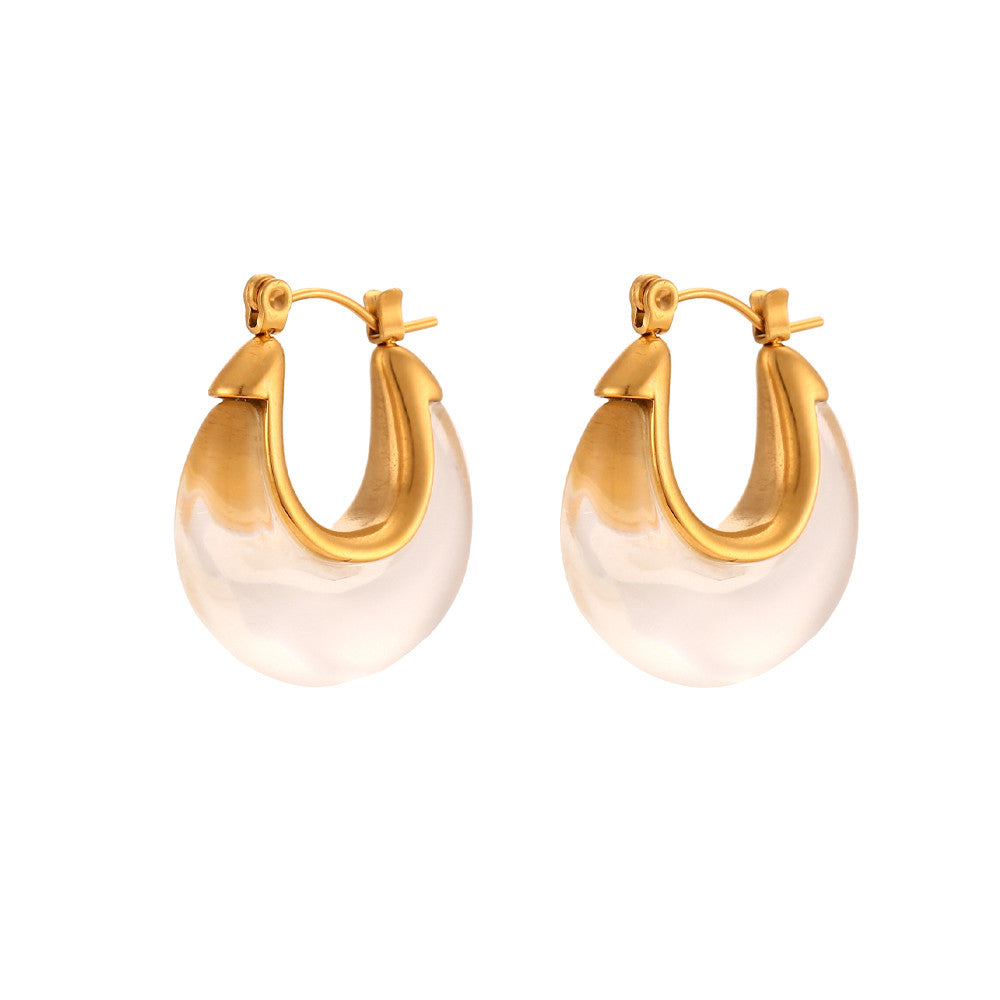 316L Silver Stainless Steel 18k Gold Tarnish Free Multiple Colors Acrylic Hoop Earrings