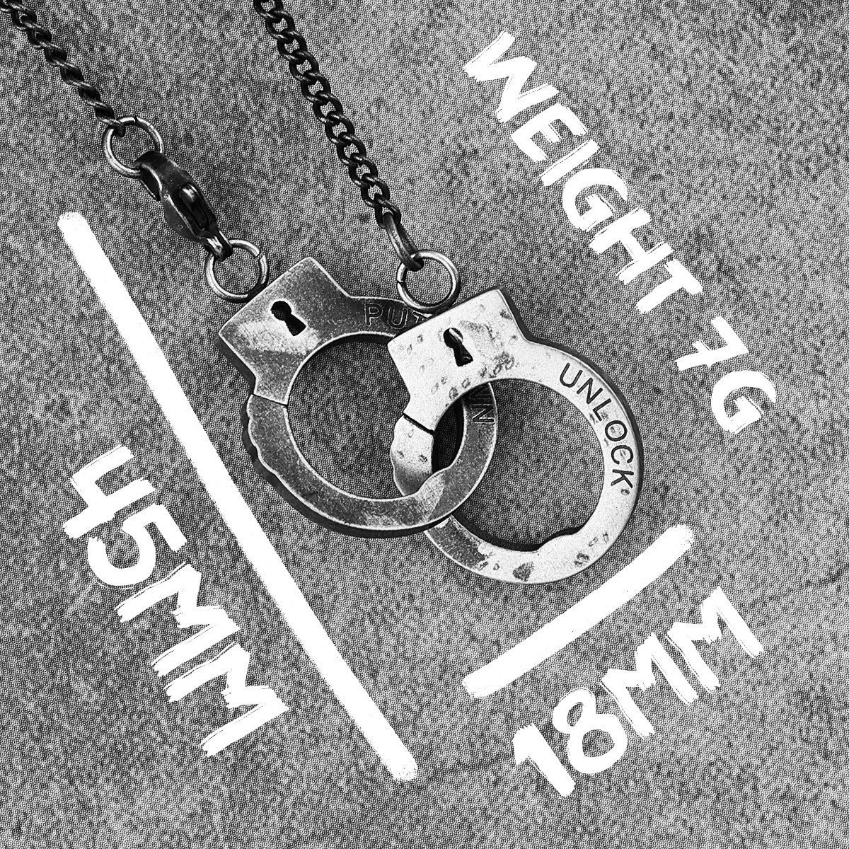 Vintage Handcuffs | No Fade Stainless Steel Hand Cuffs Pendant Chain Necklace