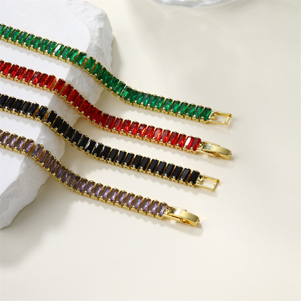 The Double Clasp | 6mm 18k Gold Solid No Fade Stainless Steel Baguette Bracelet