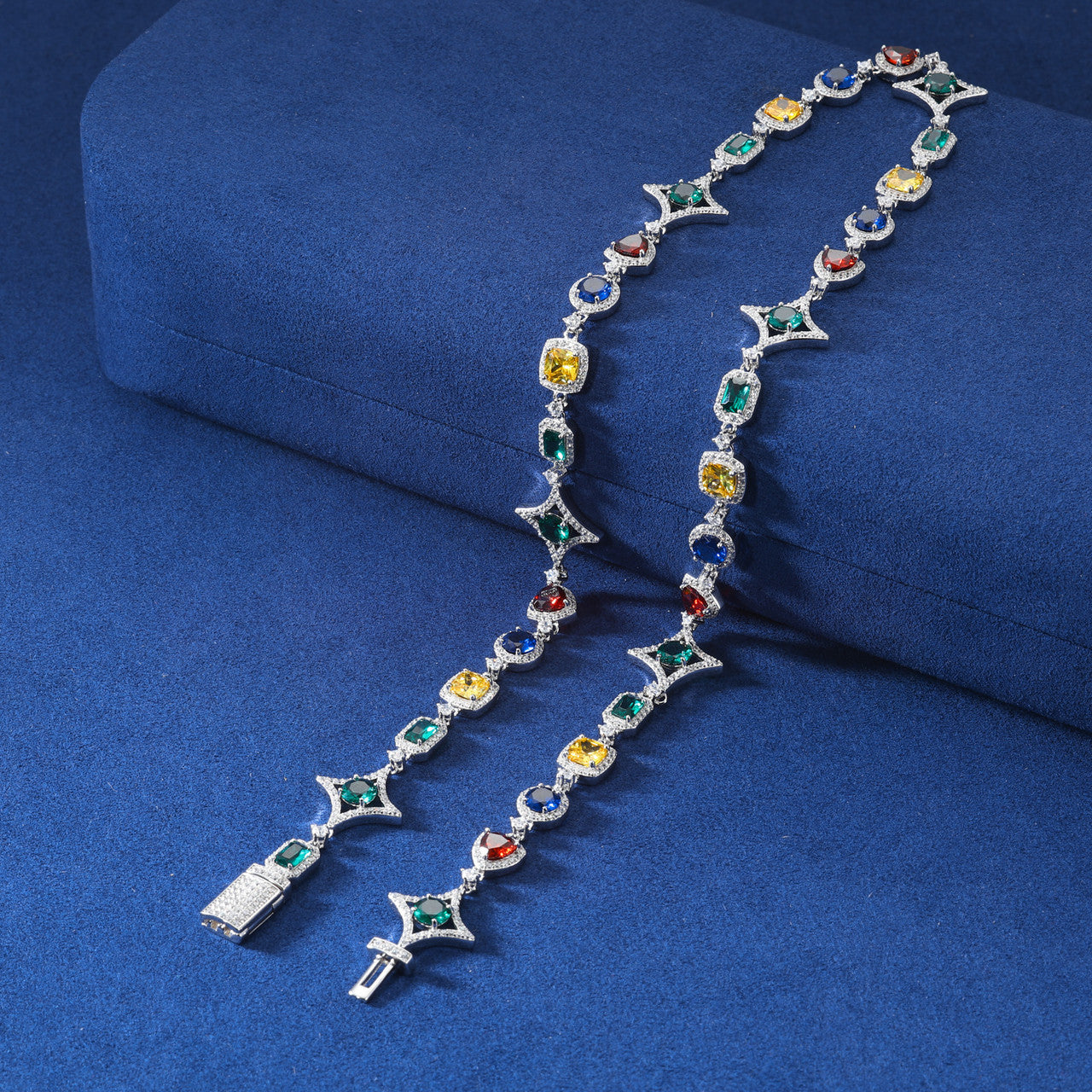 Star Trails | Solid Sterling Silver Moissanite Diamond Colorful Gemstone Hip Hop Chain