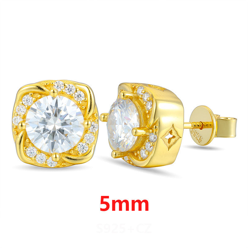 Windmill | Iced Blinged Out Moissanite Diamond Sterling Silver Halo Stud Earrings