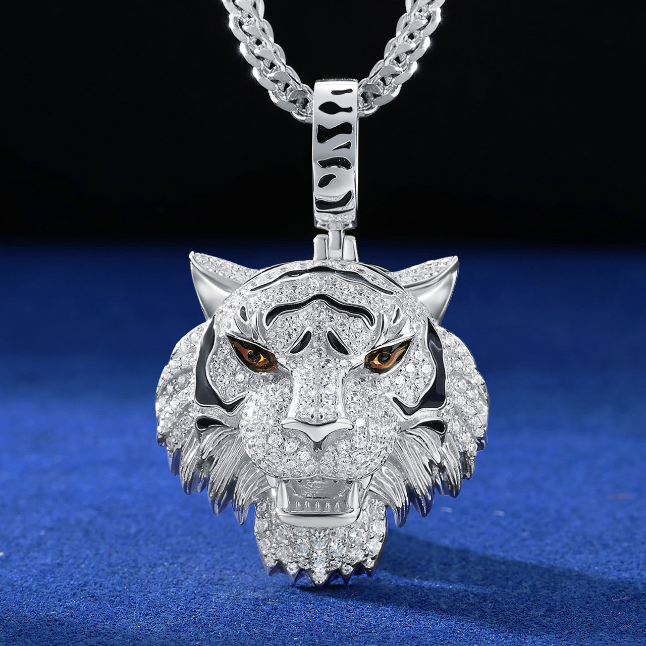 Tiger Pride | Sterling Silver Moissanite Diamond Luxury Hip Hop Iced 3D Tiger Pendant