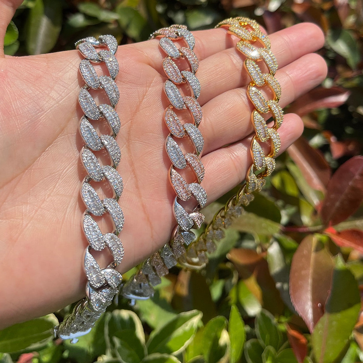 Flooded Ice 15mm Prong Set Baguette Iced Blinged Out Hip Hop Bracelets