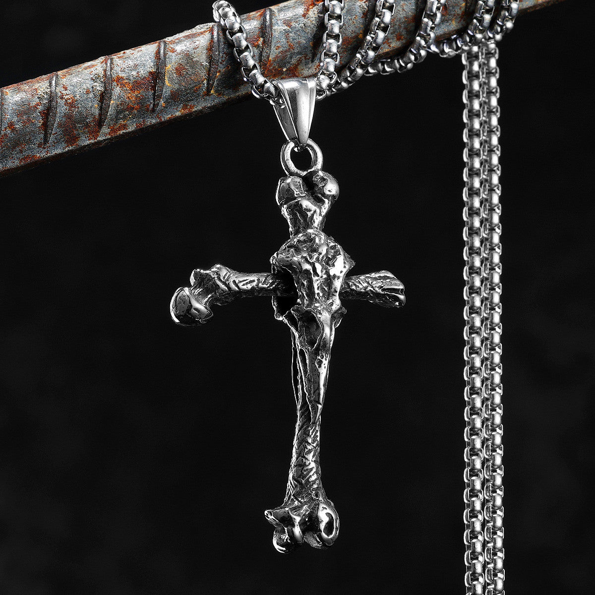 Crow Bone Cross | Solid Stainless Steel Unique Cross Street Wear Pendant