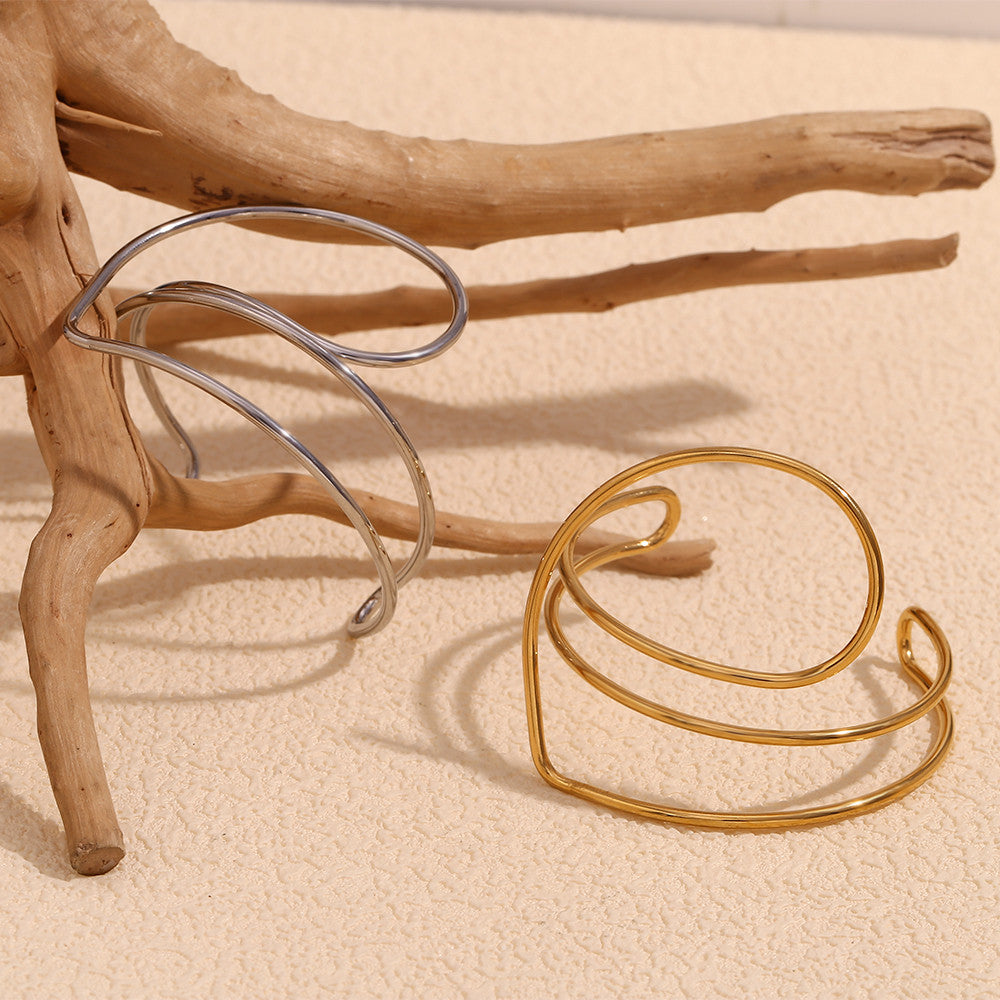 18k Gold Solid Stainless Steel Waterproof Line Heart Bracelet