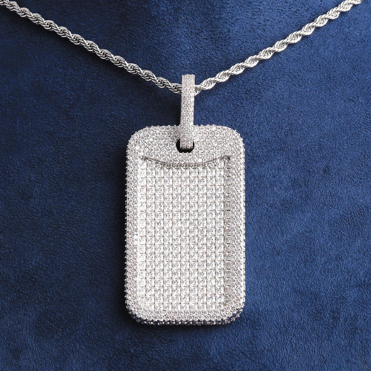 Simply Iced | VVS Diamond CZ 5AA+ Iced Blinged Out Dog Tag Pendant Chain