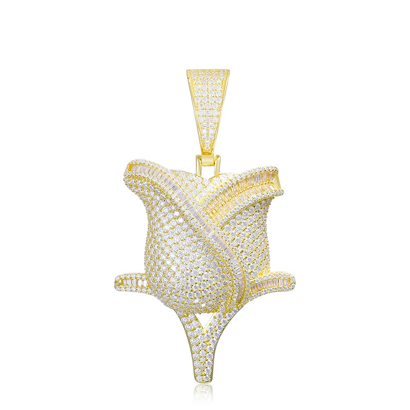 Diamond Rose | 925 Sterling Silver Moissanite Rose Flower D Color Hip Hop Pendant Necklace
