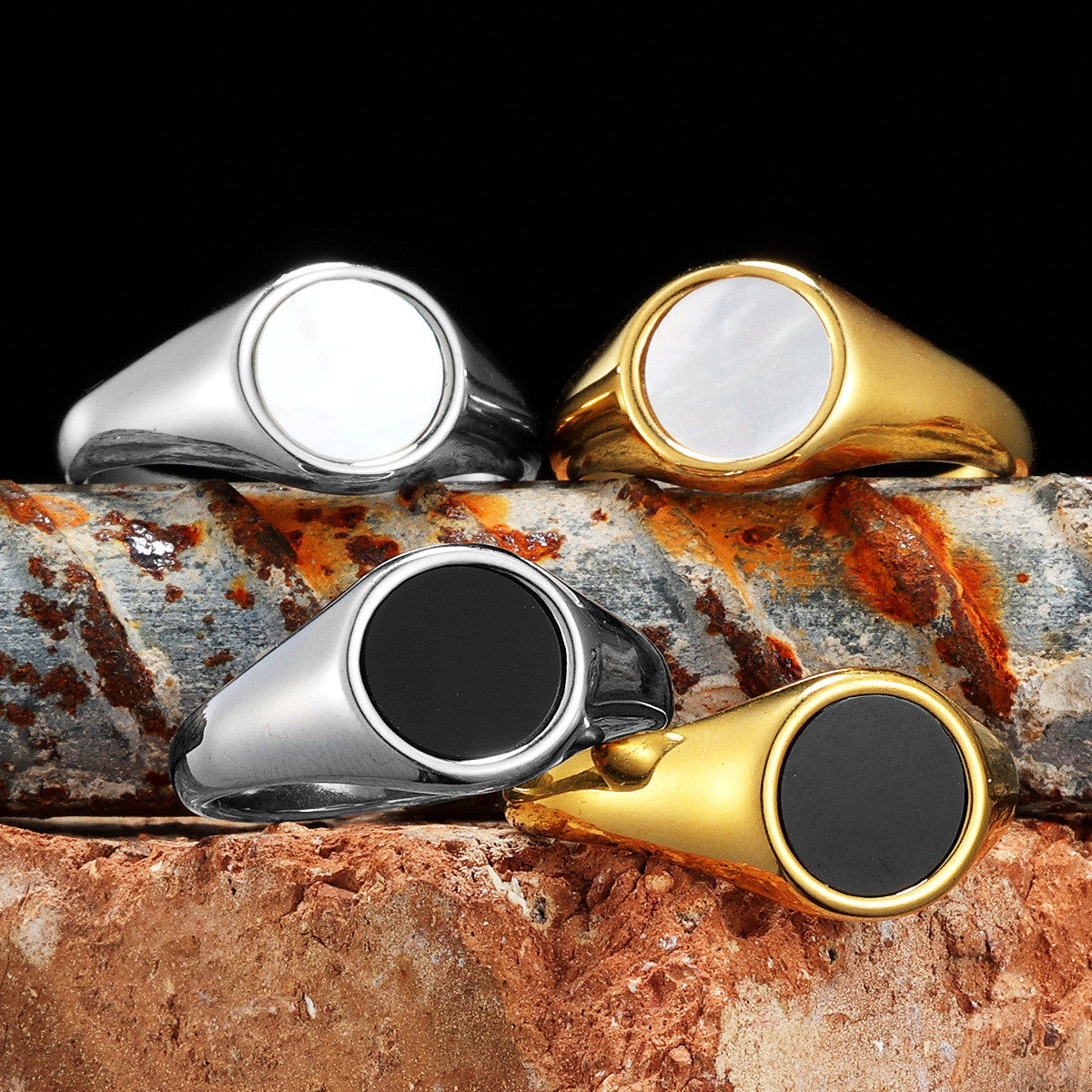 Luxury | 14k Gold Over No Fade Solid Stainless Steel Pearl Gemstone Rings