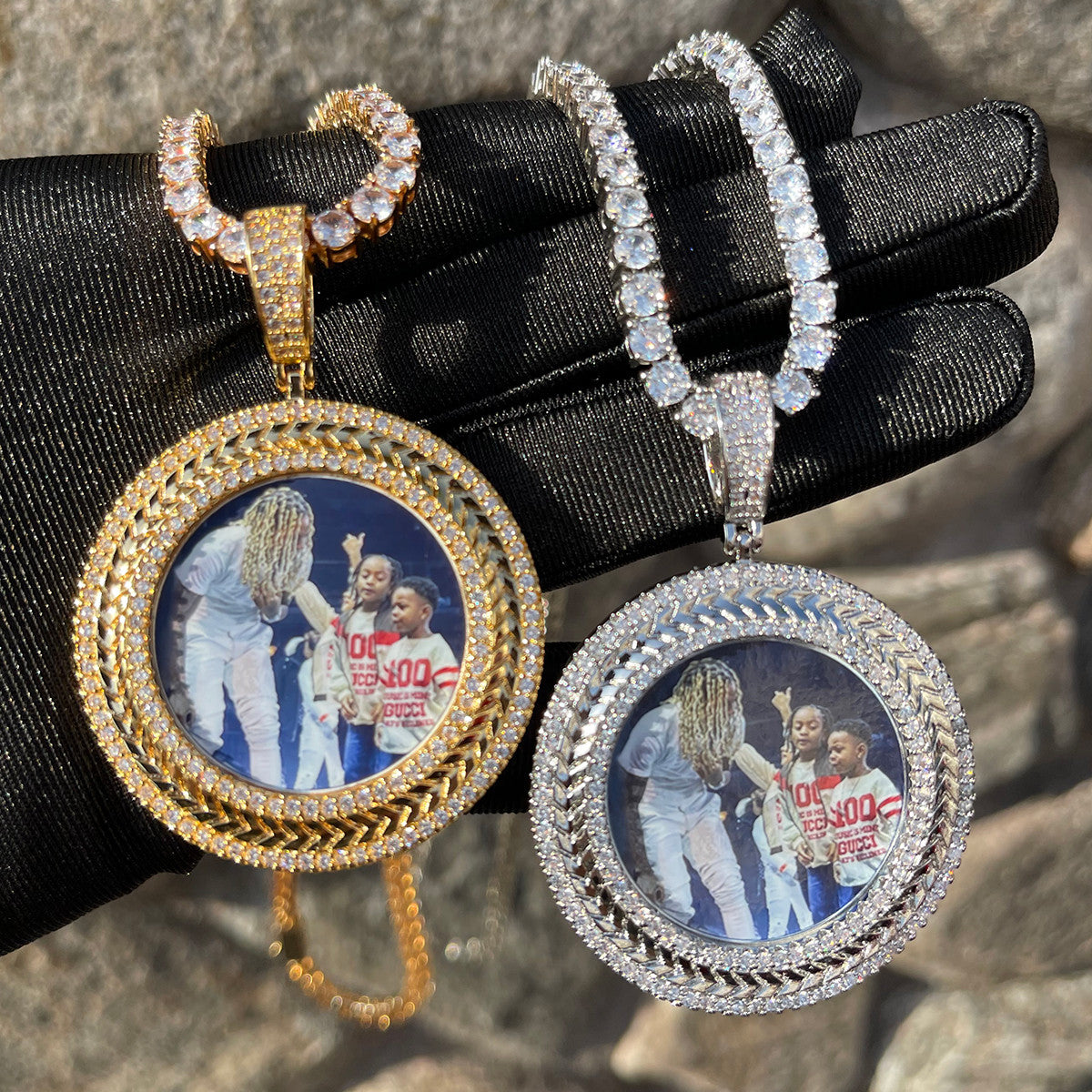 Circle Wreath | Custom Photo VVS Diamond CZ Picture Pendant Necklace