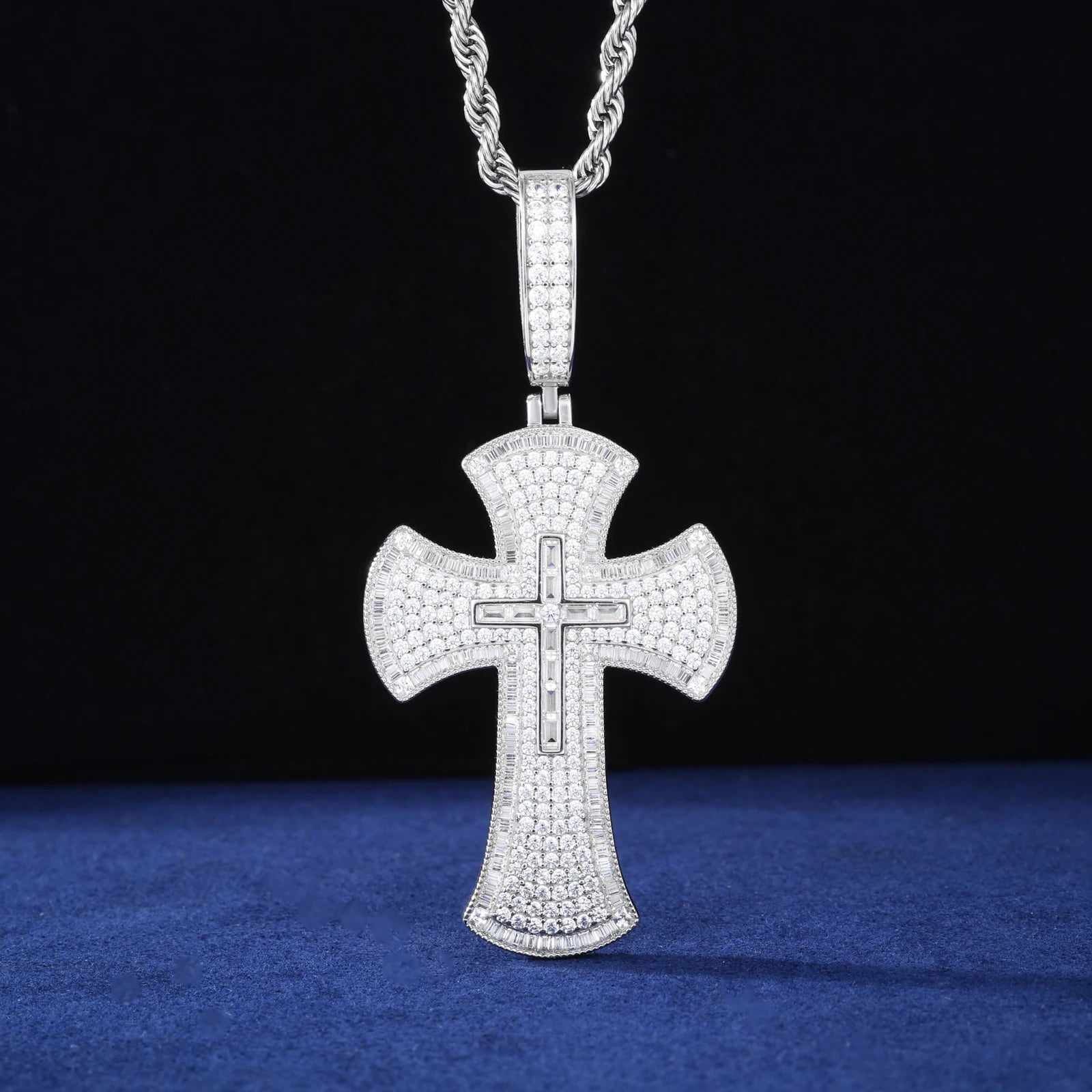 Baguette Luxury | Moissanite Diamond Solid Silver Hip Hop Cross Pendant