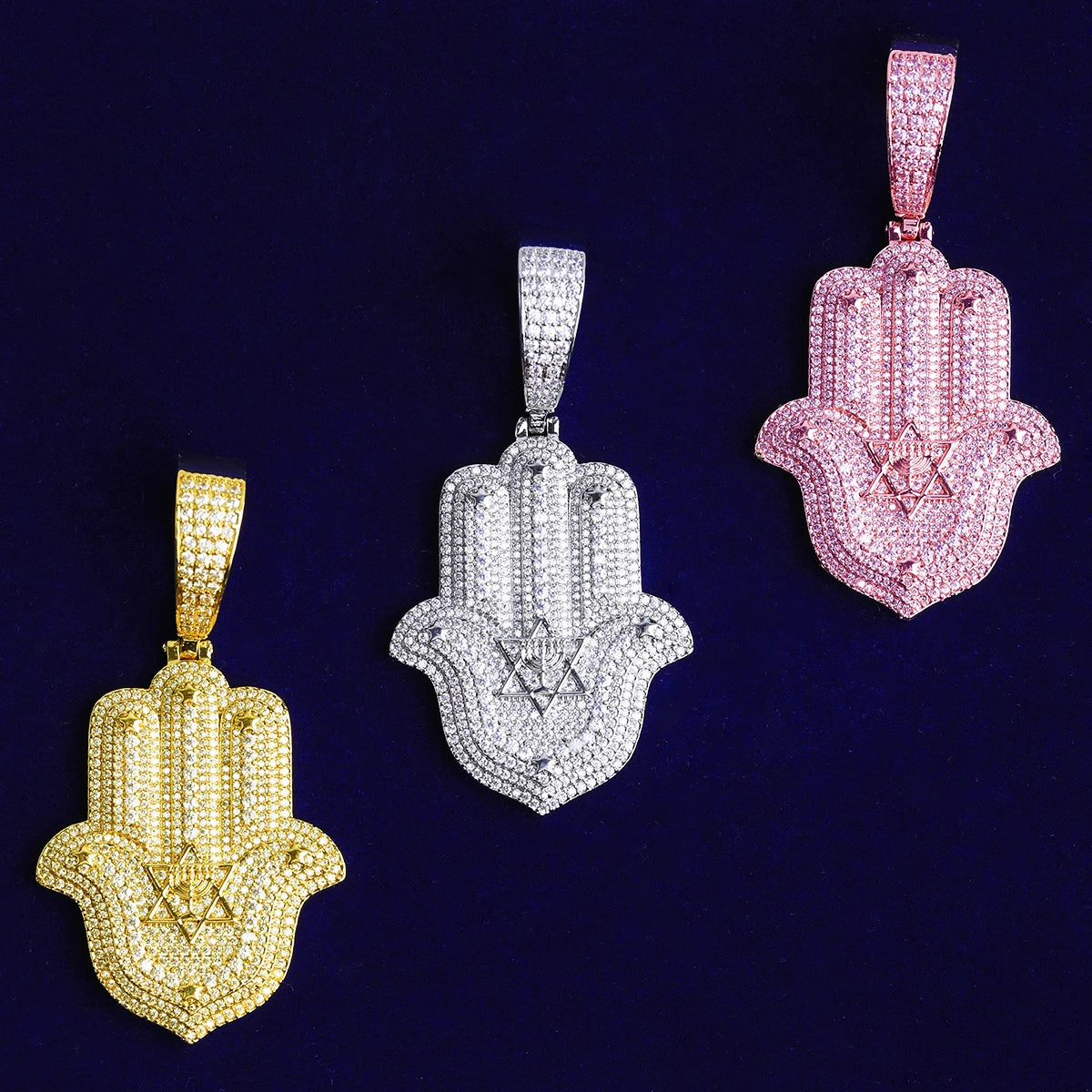Hamsa Star Of David | VVS Diamond CZ 5AA+ Hamsa Hand Hip Hop Pendant