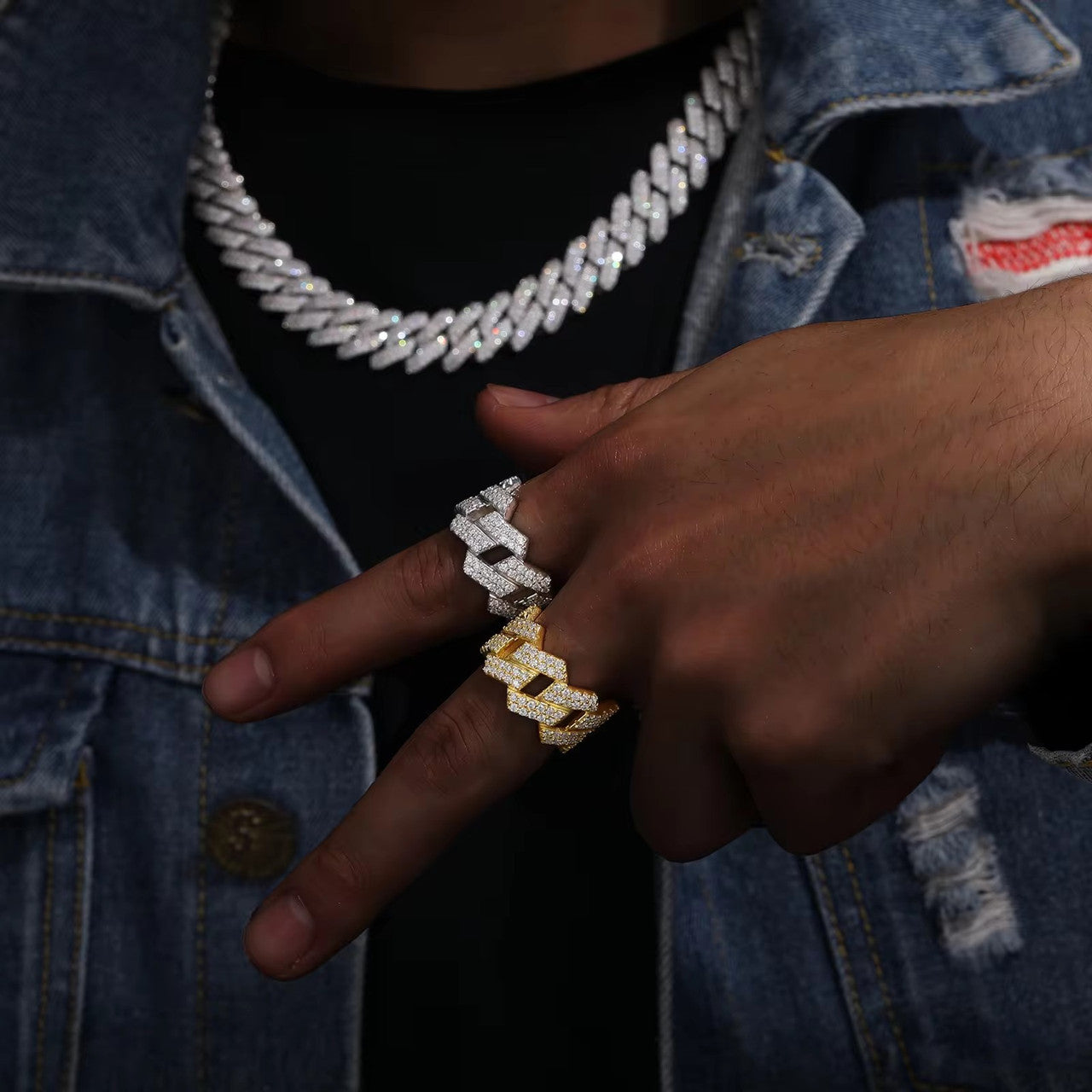 Ring of Ice | Cuban Link Moissanite Diamond 925 Solid Sterling Silver Hip Hop Rings