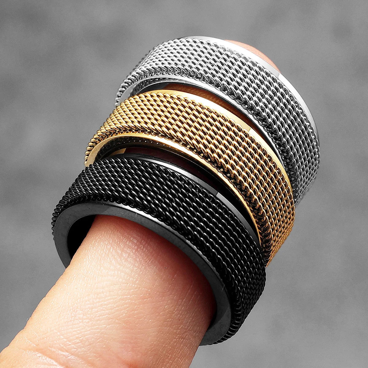 Grace | 316L No Fade Stainless Steel Simple Clean Braid Design Street Wear Rings