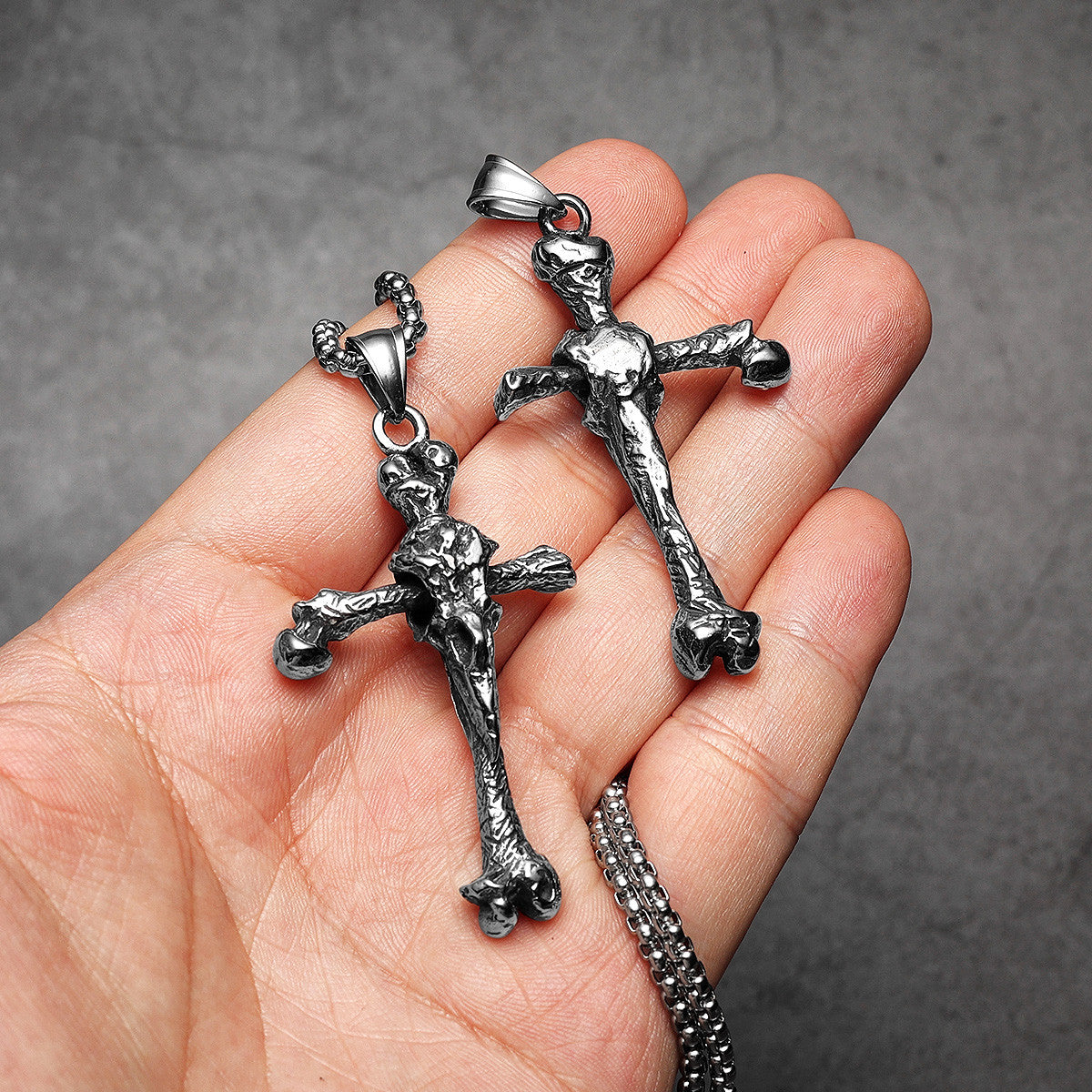 Crow Bone Cross | Solid Stainless Steel Unique Cross Street Wear Pendant
