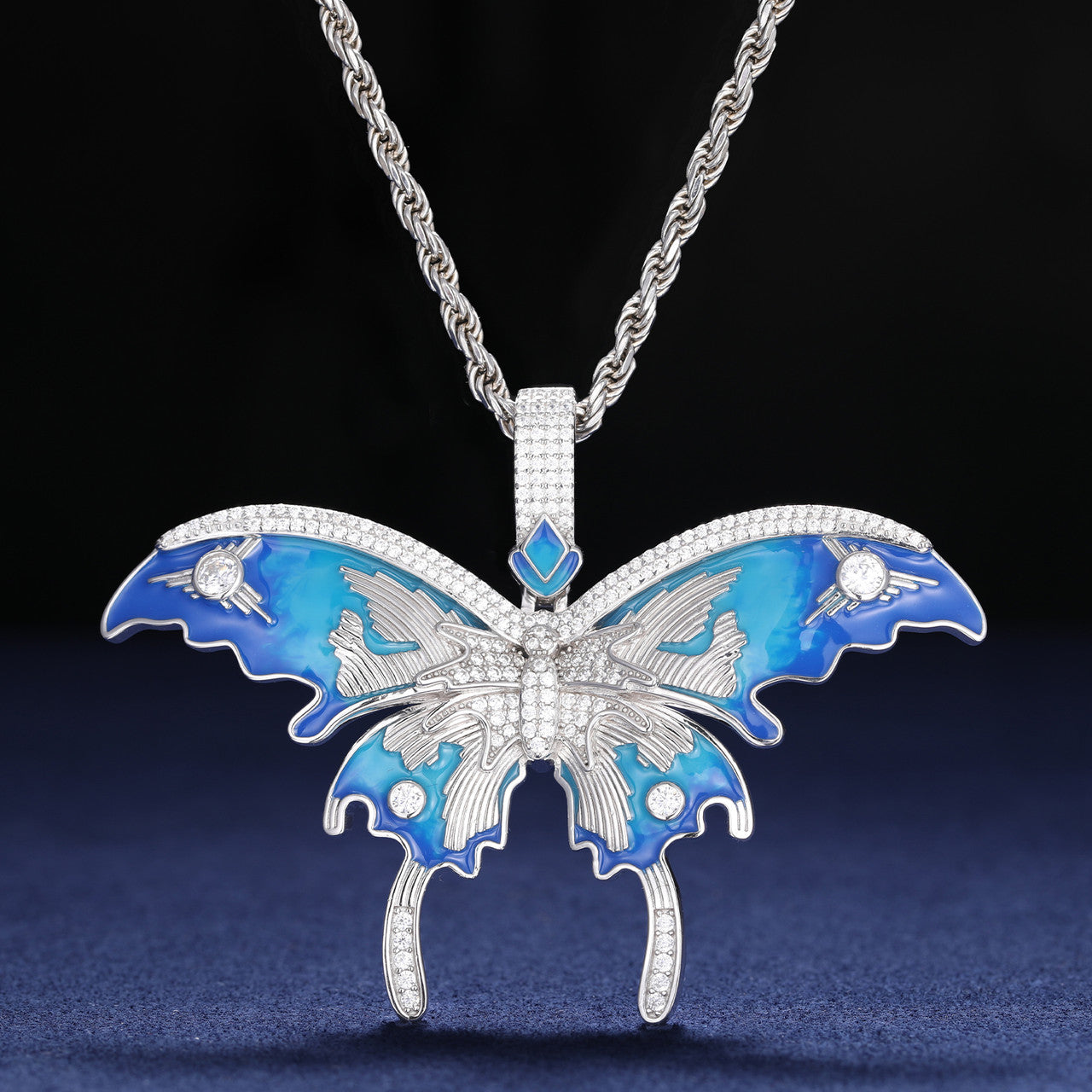 Butta | VVS Diamond Moissanite Certified Enamel Butterfly Sterling Silver Hip Hop Pendant