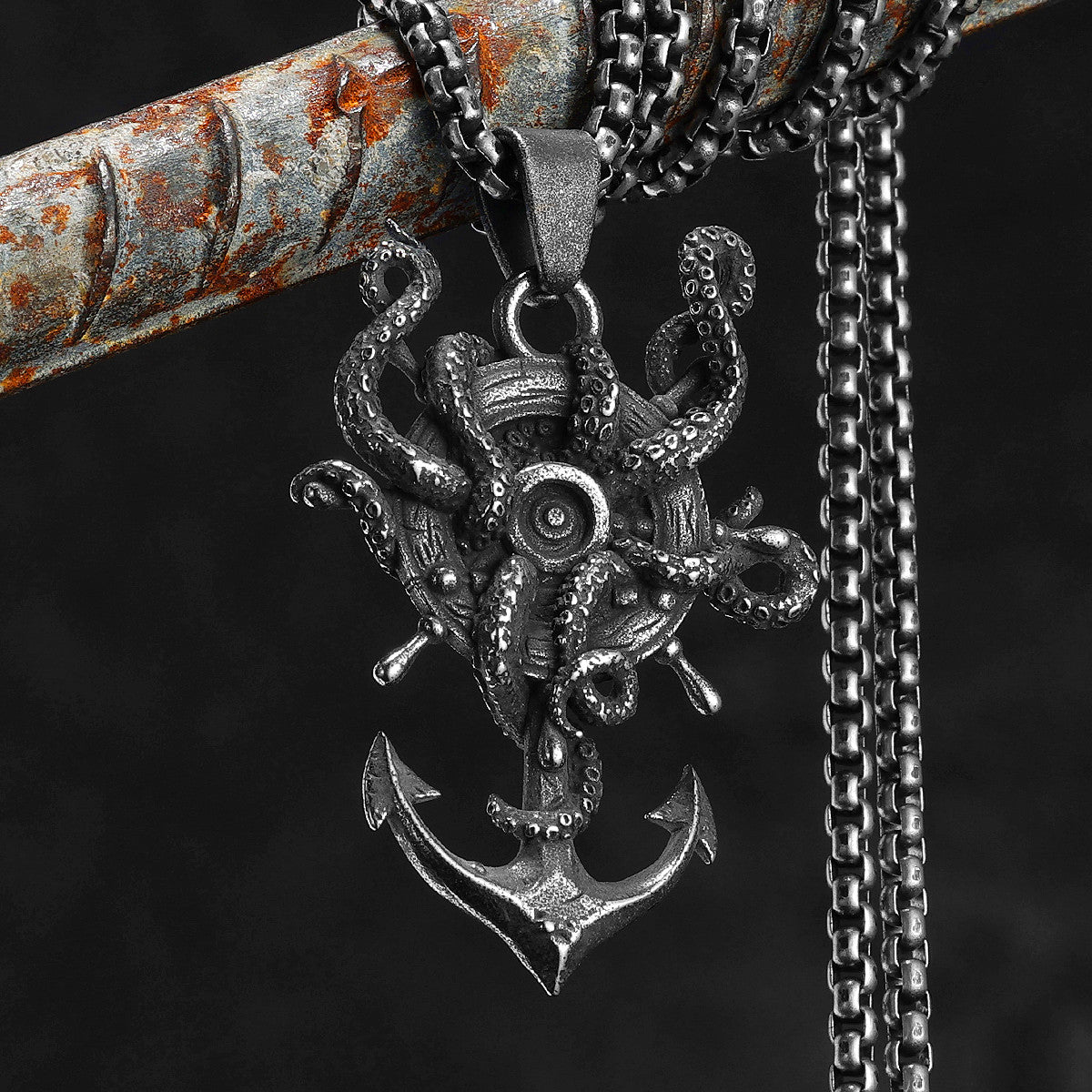 Octopus Anchor | 316L Stainless Steel Vintage Octopus Anchor No Fade Pendant Chain