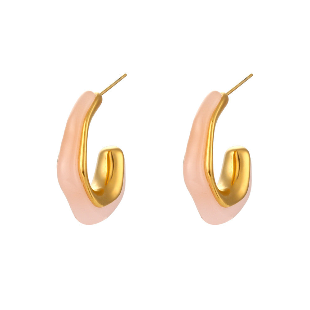 18k Gold Stainless Steel Tarnish Free Resin Crystal Hoop Earrings