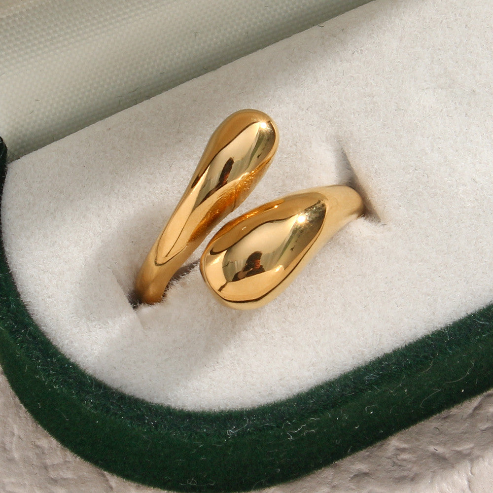 18k Gold Fine Polished Stainless Steel Waterproof Princess Tears Wrap Ring
