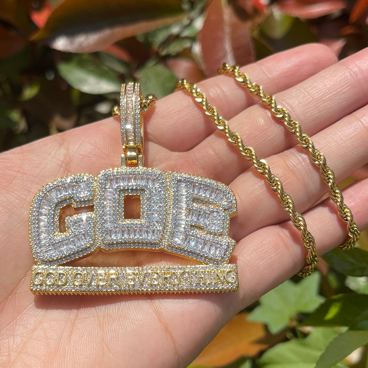 God Over Everything | Iced Baguette Blinged Out VVS Diamond CZ Pendant