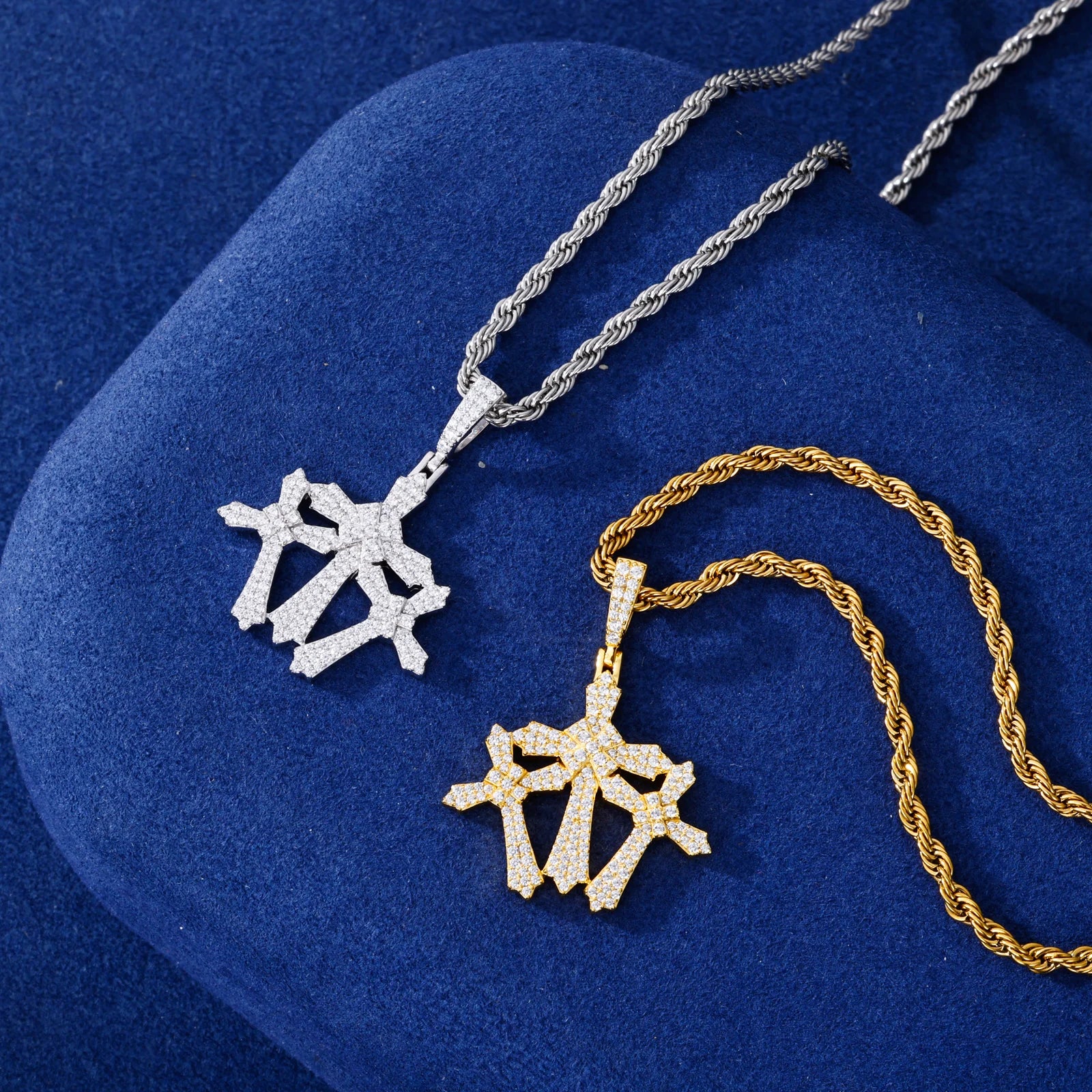 Holy Trinity lll | 925 Sterling Silver Moissanite Triple Cross Hip Hop Pendant Necklace