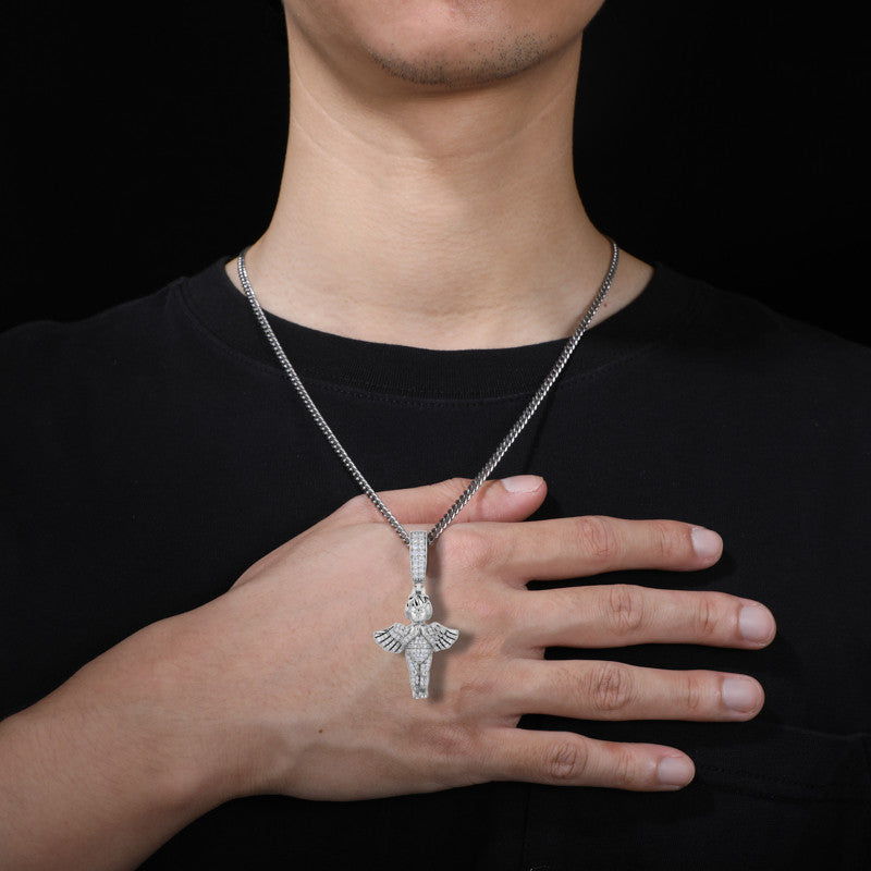 Blessed Angel | VVS D Color Moissanite Diamond Sterling Silver Hip Hop Prayer Hands Pendant