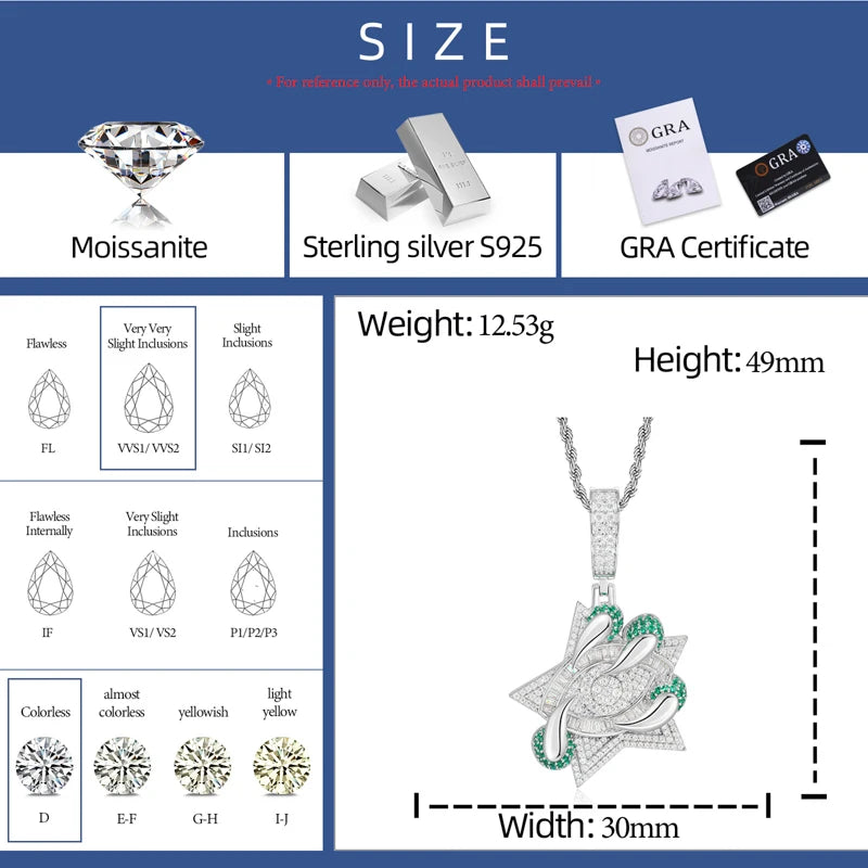 Street Badge | VVS Diamond Moissanite Iced Blinged Out 925 Silver Evil Eye Claw Pendant