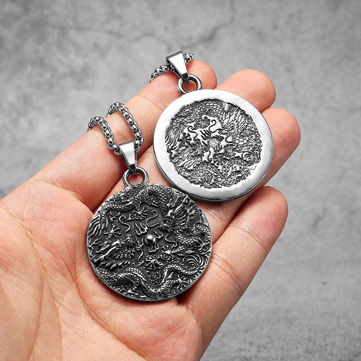 Chinese Dragon | 316L Solid Stainless Steel Ancient Chinese Culture Amulet Pendant