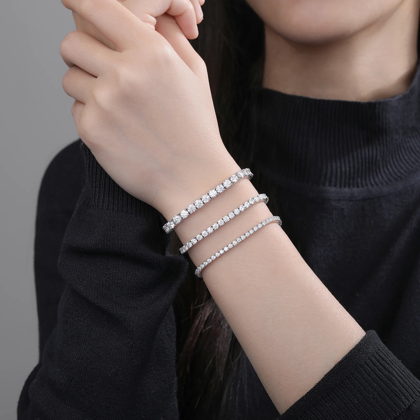 Solid 316L Stainless Steel D VVS1 Moissanite No Fading Tennis Bracelet