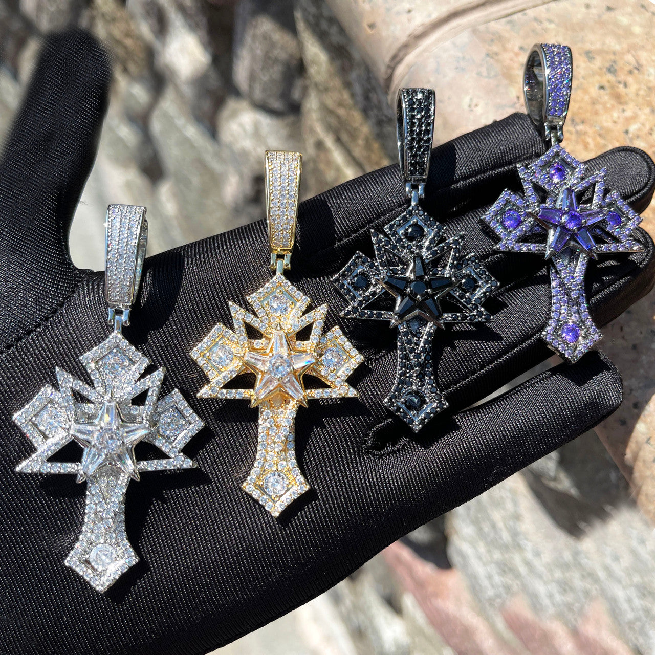Star Crossed | Iced Prong Set Layered Cross Hip Hop Pendant