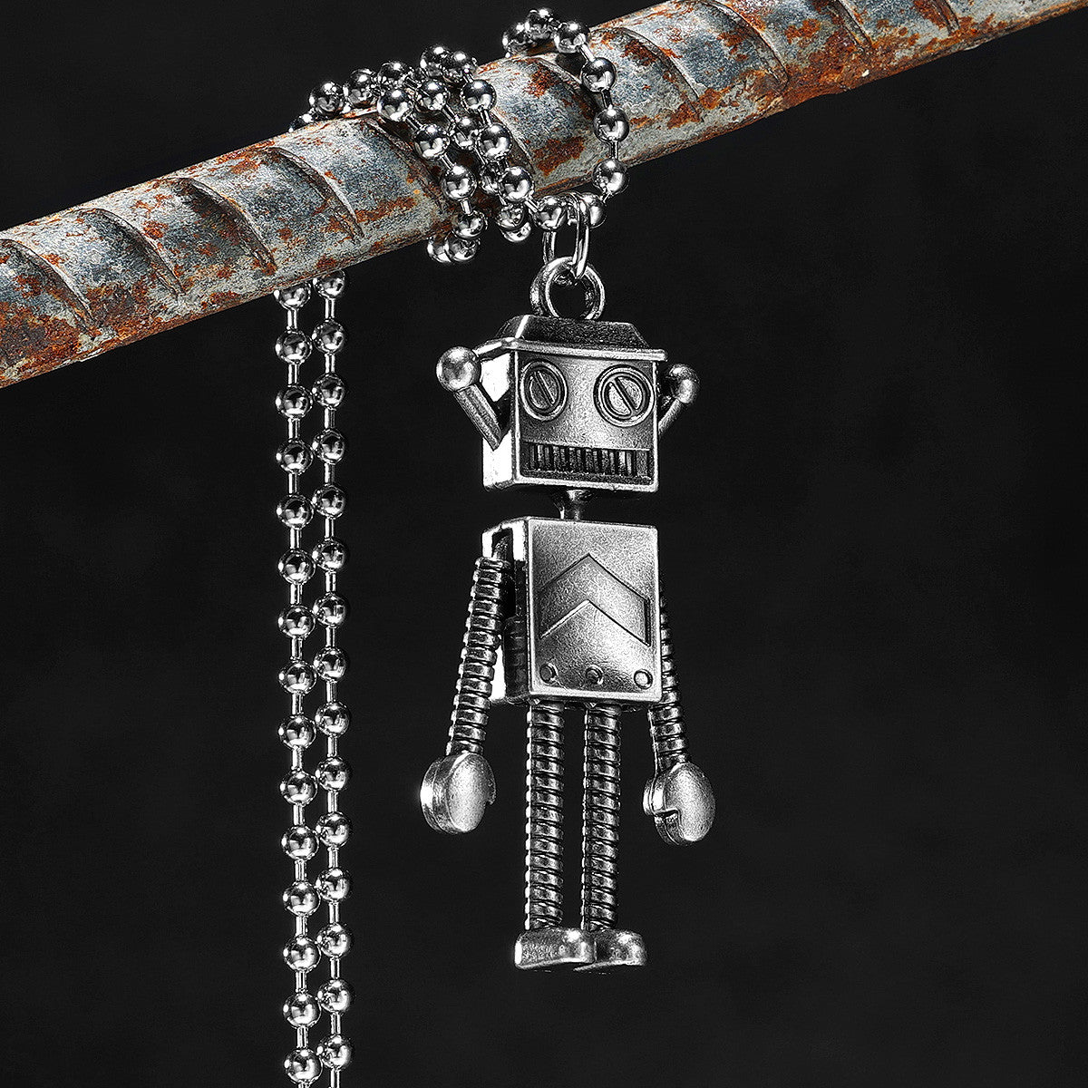 Retro Bot | 316L No Fade Stainless Steel Steampunk Robot Pendant Chain Necklace