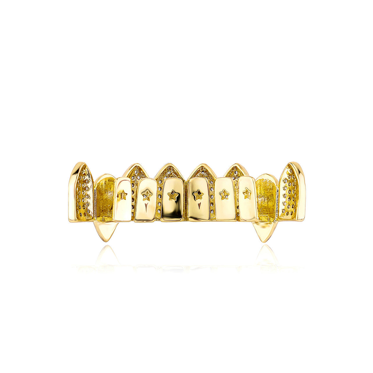 Fanged Ice | Hip Hop VVS Diamond Stone Mouth Teeth Grillz Caps Set