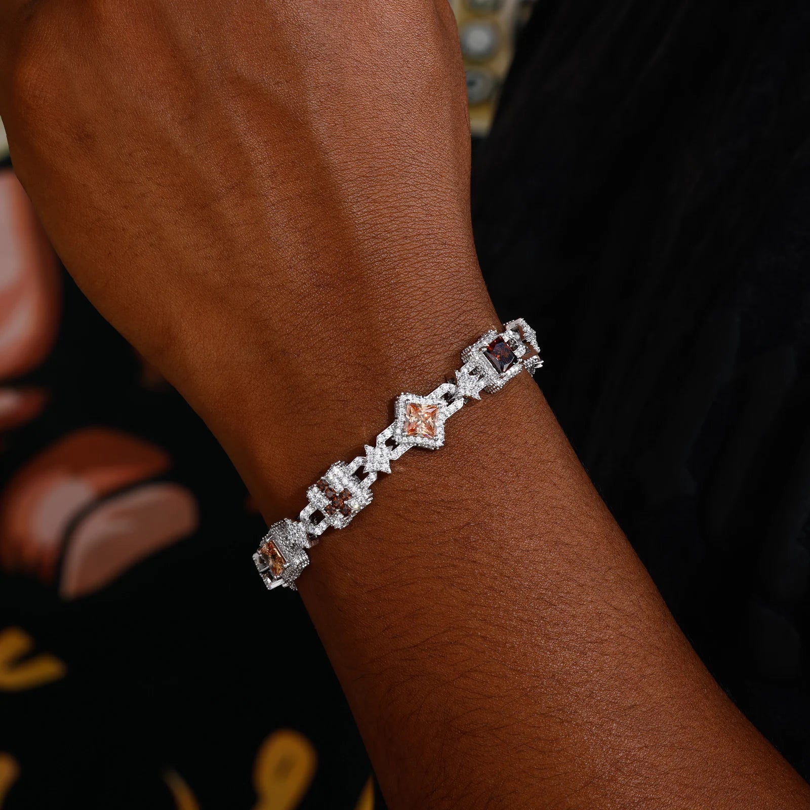 Lucky Charms | VVS Moissanite Diamond 925 Sterling Silver Hip Hop Cross Link Bracelet