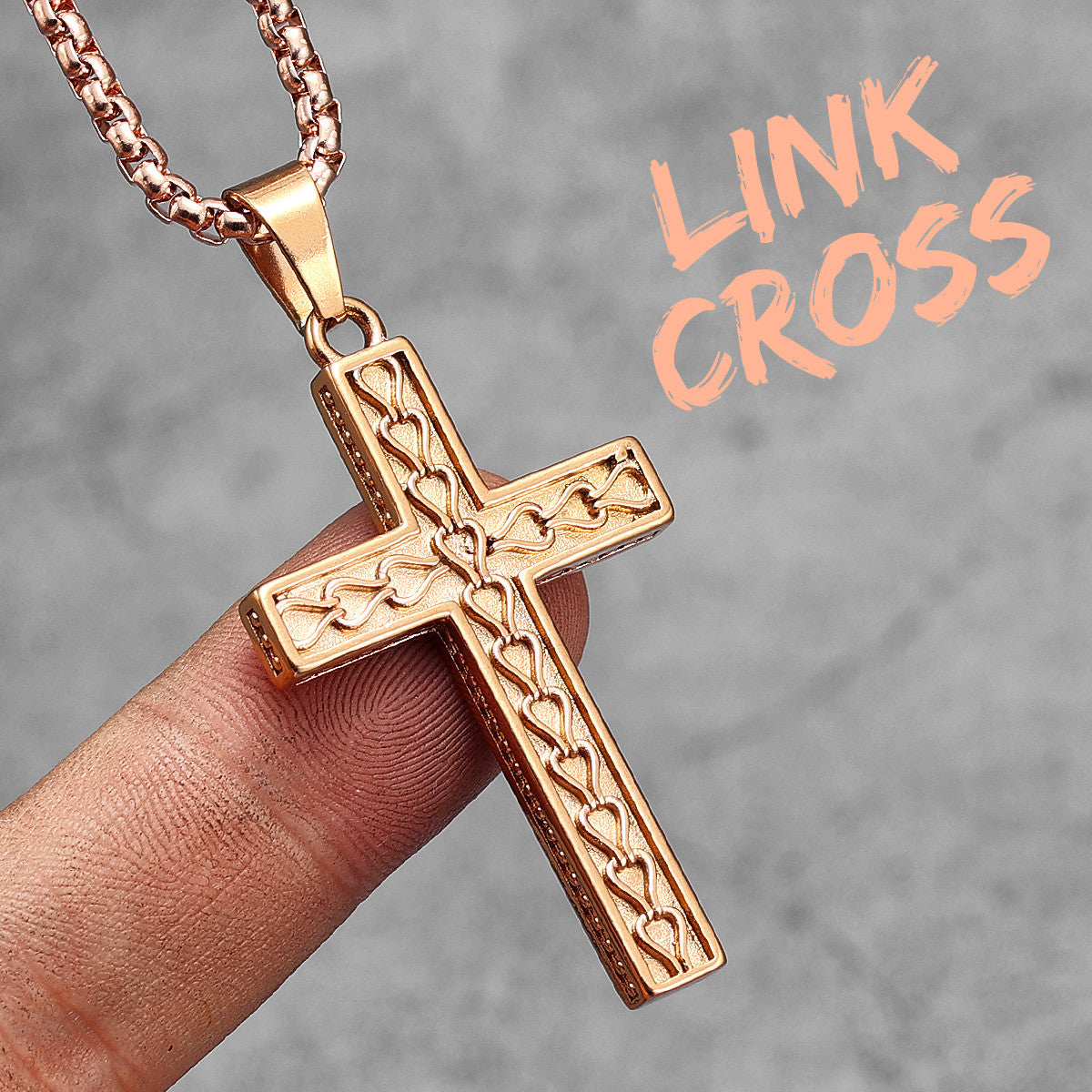 Link Cross | 316L No Fade Muticolor Stainless Steel Hip Hop Street Wear Cross Pendant