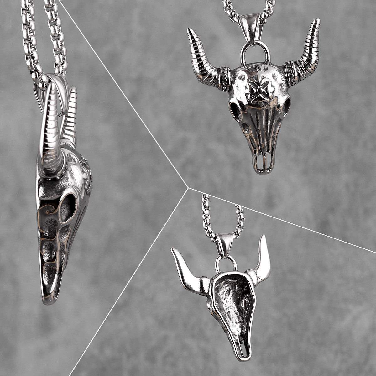Cattle Skull | 316L No Fade Stainless Steel Symbolic Tradition Unique Pendant