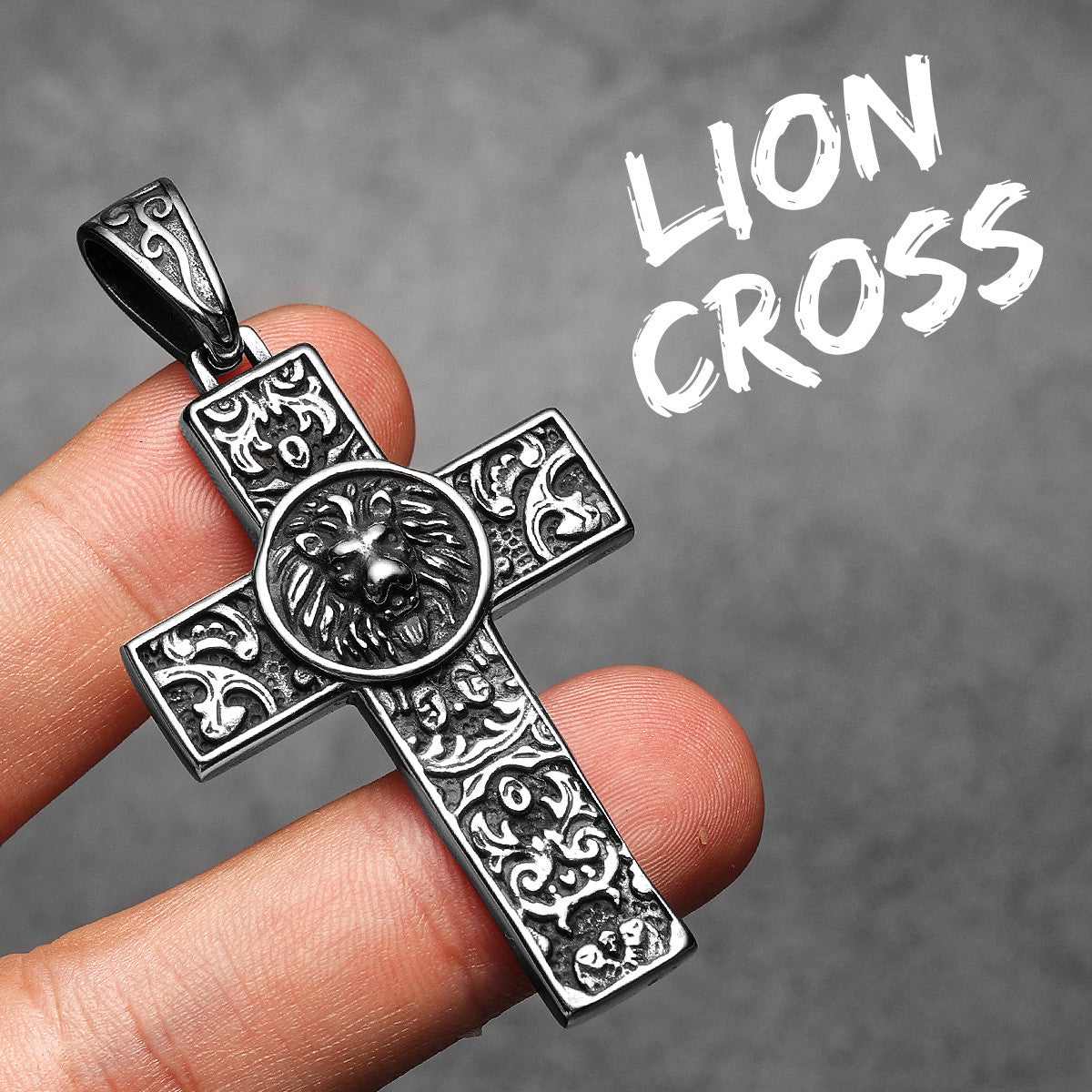 Lion Of Judah | 316L No Fade Stainless Steel Detailed Carving Cross Pendant