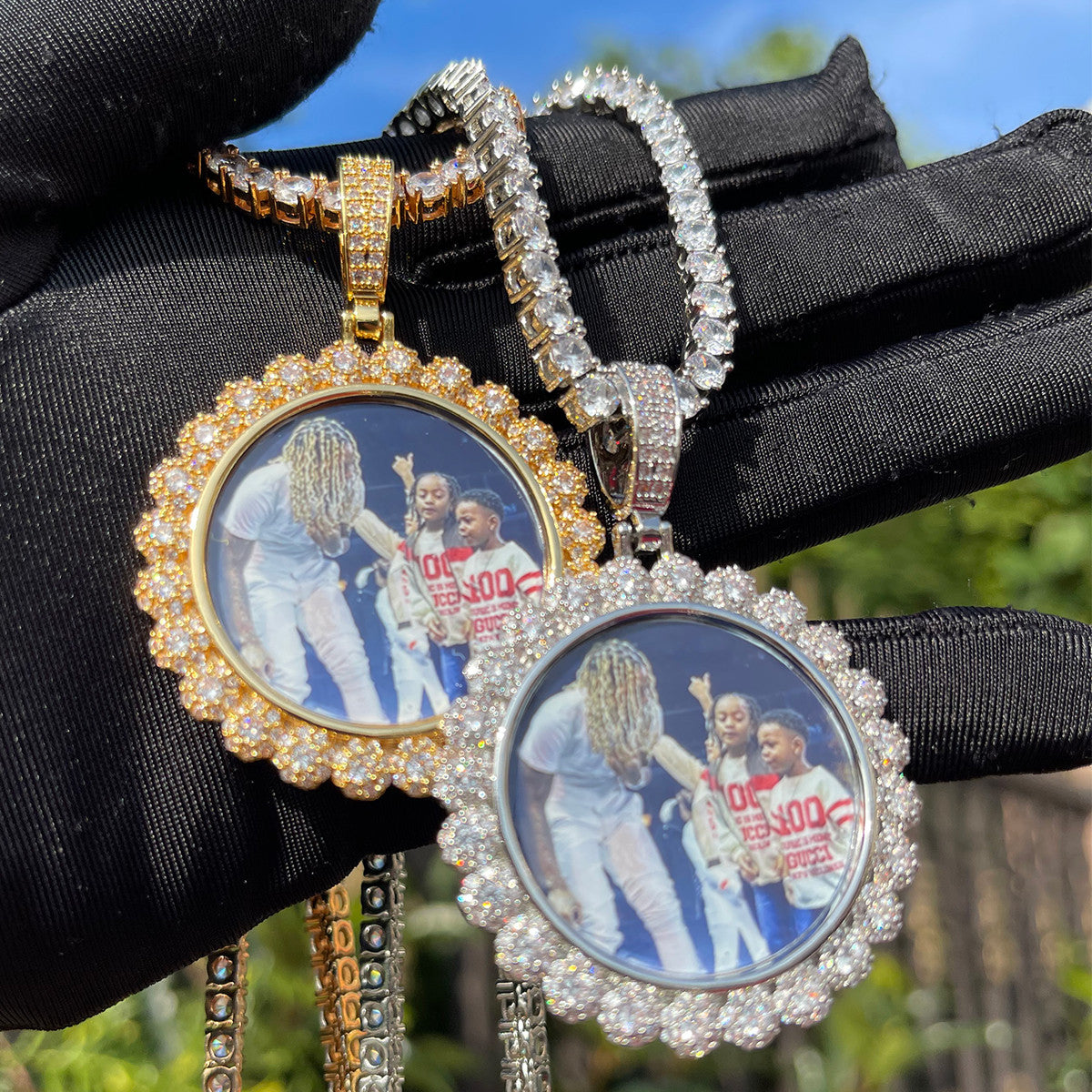 Photo Bomb | Custom Made VVS Diamond CZ Cluster Stone Picture Necklace