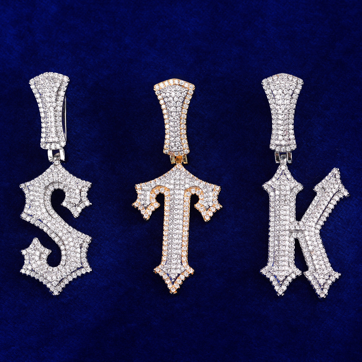 Trapped Out | Iced Blinged Out Initial Letter 4 Prong Set Pendants