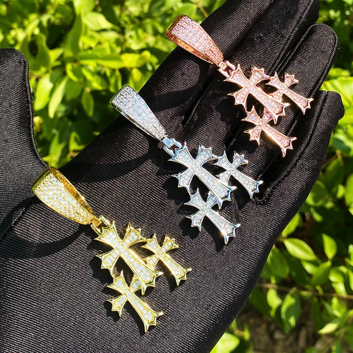 Holy Trinity | Flooded Ice VVS Diamond Iced Blinged Out Trinity Cross Pendant