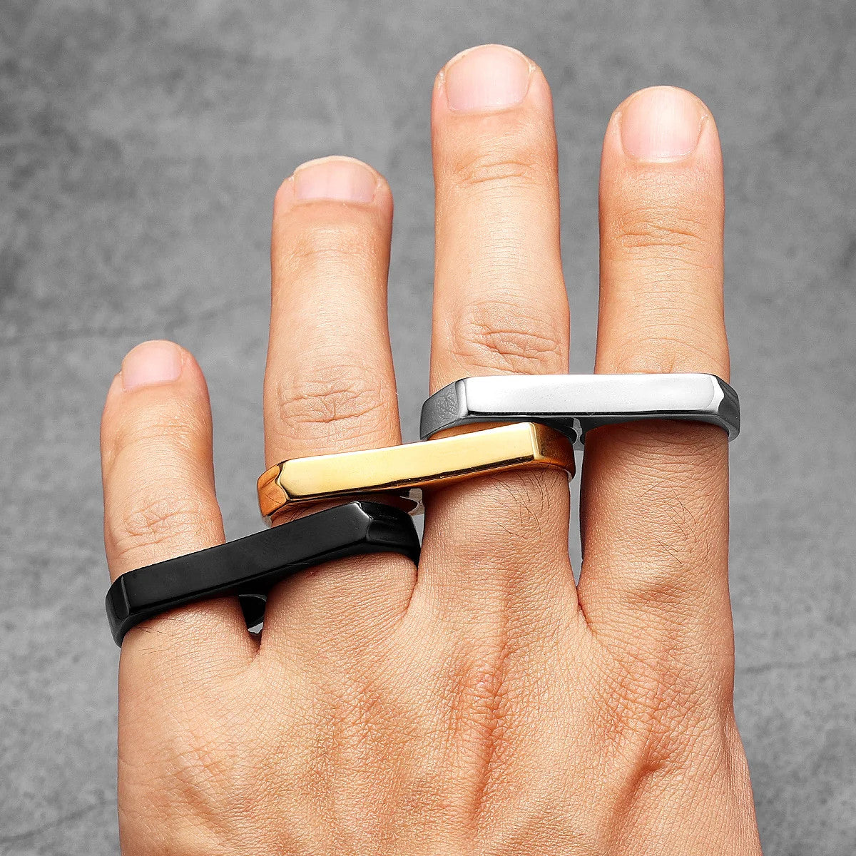 Connect | 14k Gold Over No Fade Stainless Steel Two Finger Hip Hop Ring