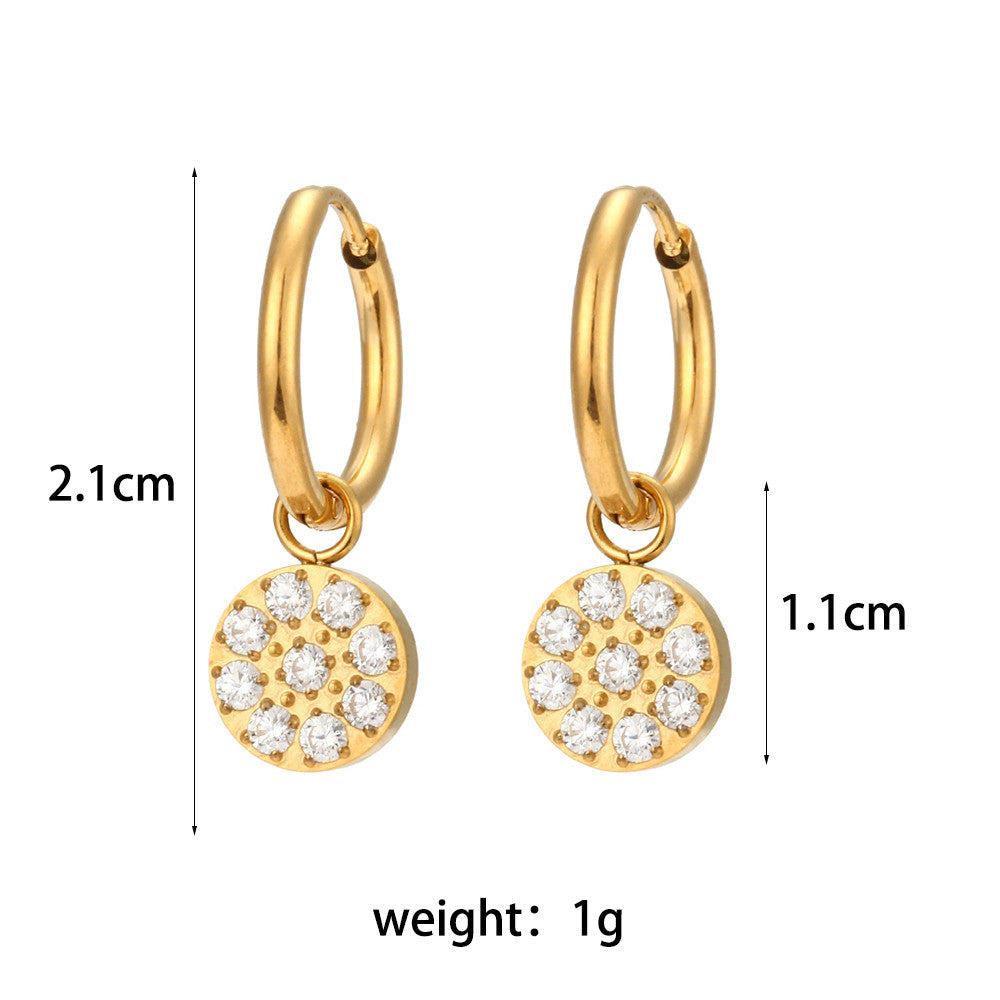 18k Gold Stainless Steel Waterproof Bling CZ Charm Cross Heart Butterfly Star Earrings