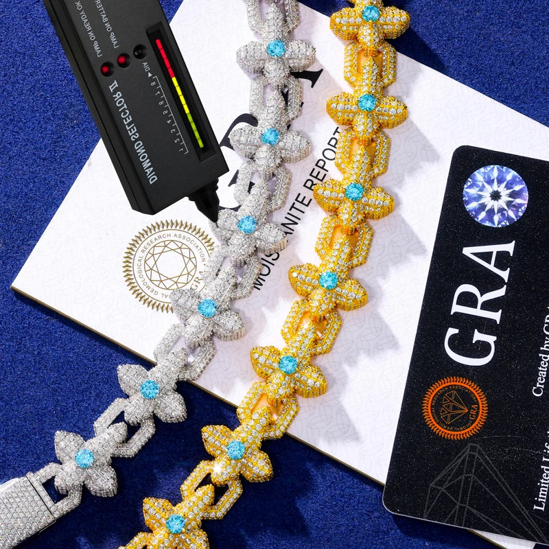 The North Star | 925 Sterling Silver Moissanite Diamond Iced Cross Luxury Hip Hop Bracelet