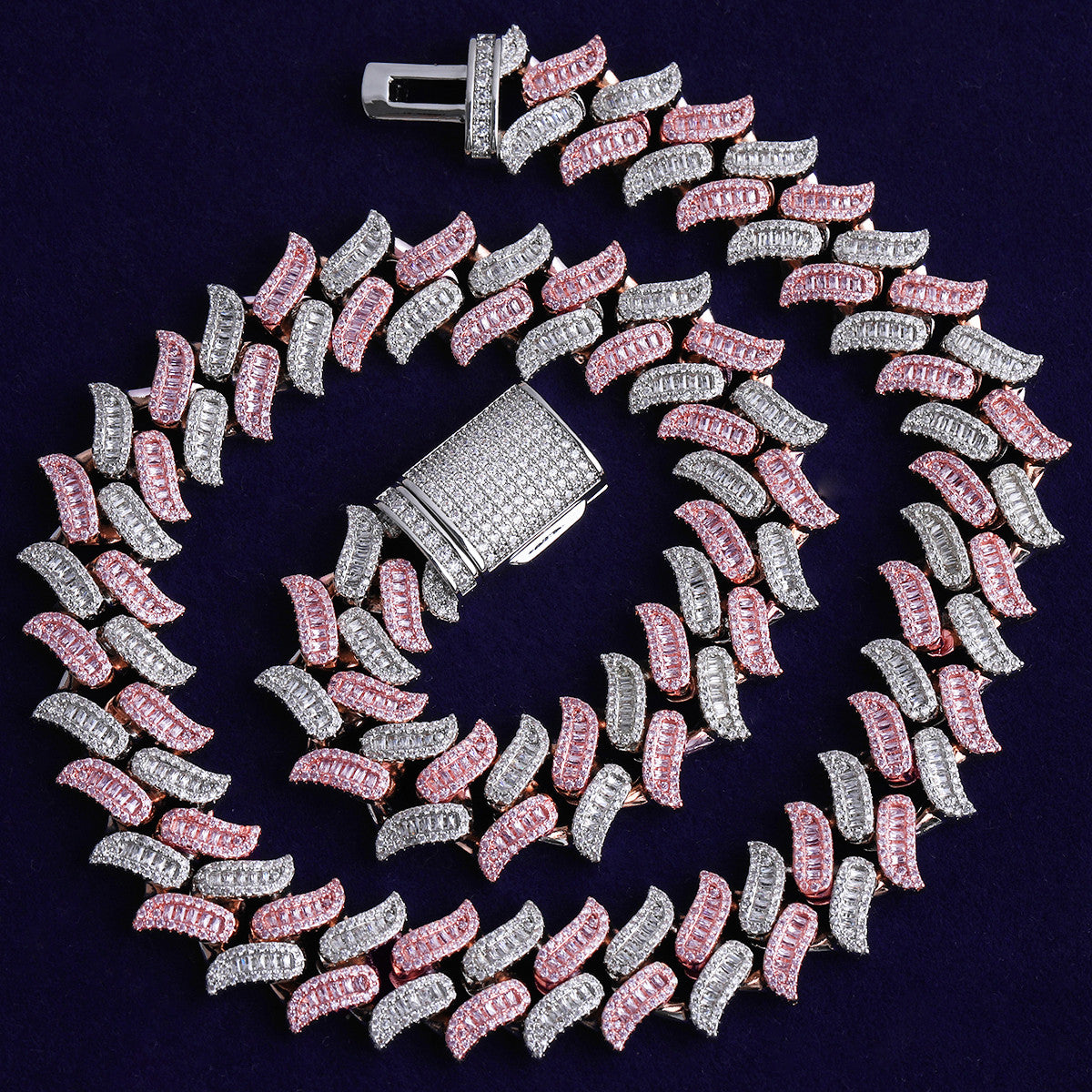 Stash House | Two Tone Baguette 925 Silver Rose Gold Iced Blinged Out Hot Boy Chain