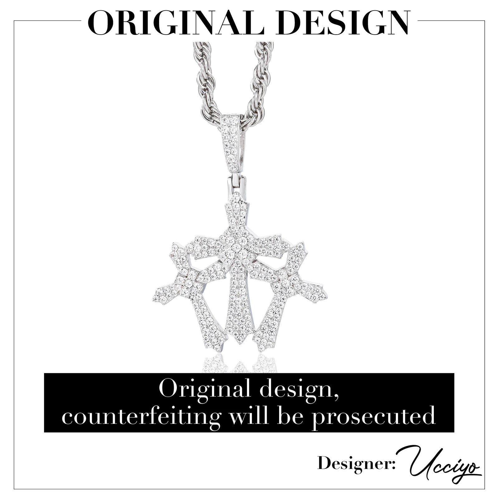 Holy Trinity lll | 925 Sterling Silver Moissanite Triple Cross Hip Hop Pendant Necklace
