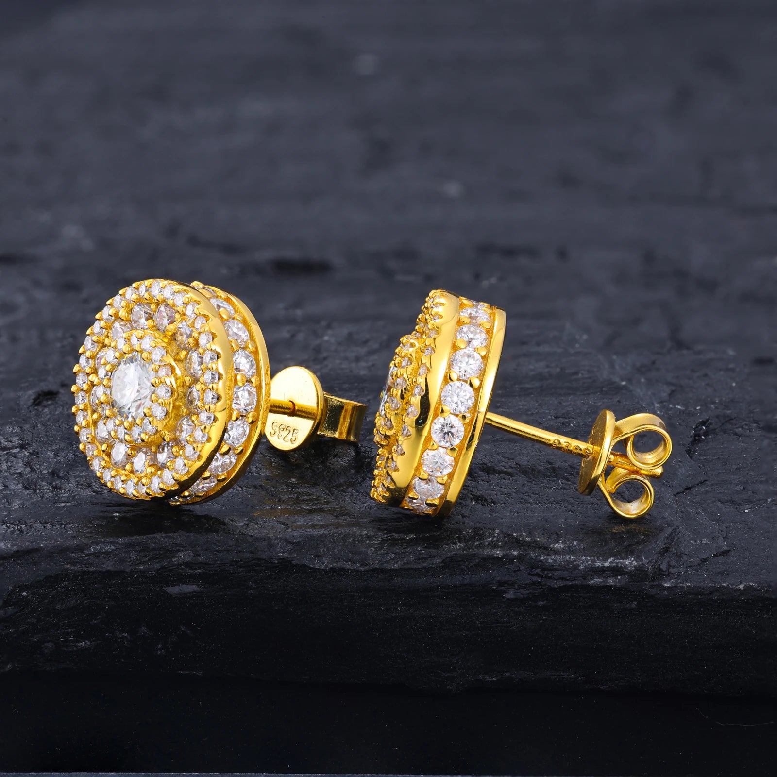 The Halo | Moissanite Diamond 925 Solid Sterling Silver Iced Blinged Out VVS Stud Earrings