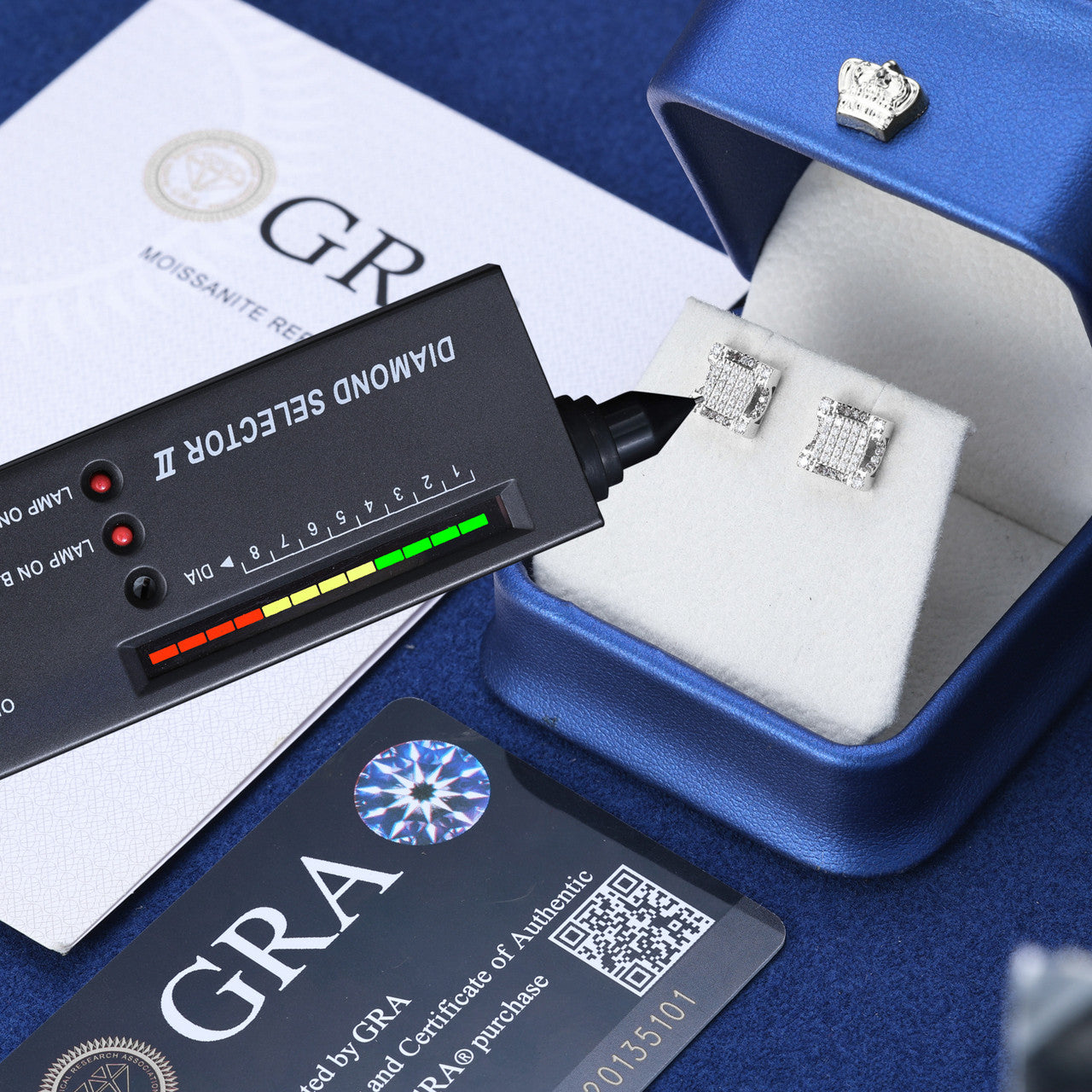 Iced Blinged Out Square 10K Gold Moissanite Diamond Stud Hip Hop Earrings